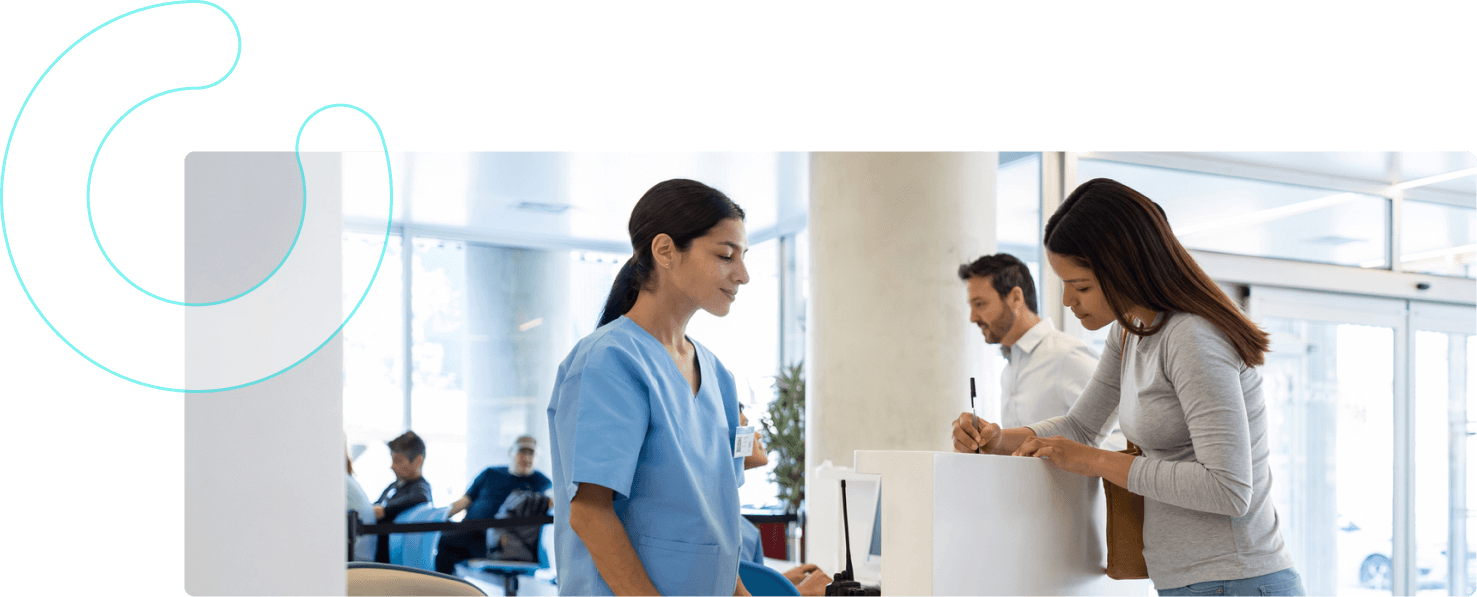 Patient filling in contact information for dentist